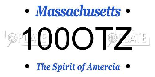 100OTZ Massachusetts License Plate
