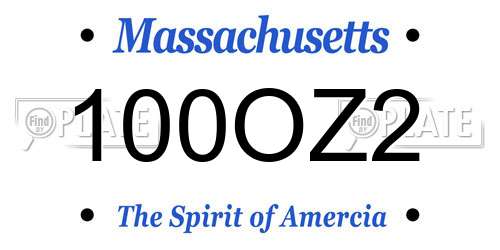 100OZ2 Massachusetts License Plate