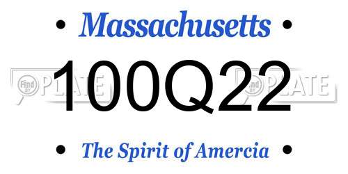 100Q22 Massachusetts License Plate