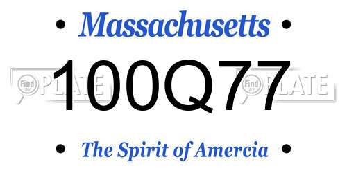 100Q77 Massachusetts License Plate