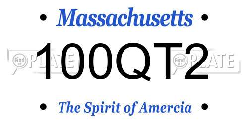 100QT2 Massachusetts License Plate