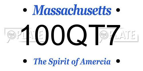 100QT7 Massachusetts License Plate