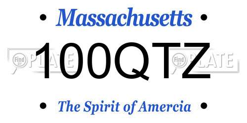 100QTZ Massachusetts License Plate