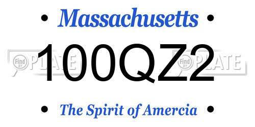 100QZ2 Massachusetts License Plate