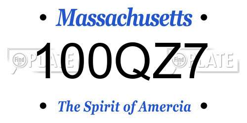 100QZ7 Massachusetts License Plate