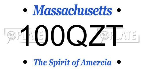 100QZT Massachusetts License Plate