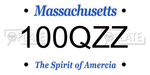 100QZZ Massachusetts License Plate
