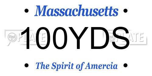 100YDS Massachusetts License Plate
