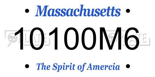 10100M6 Massachusetts License Plate
