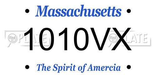 1010VX Massachusetts License Plate