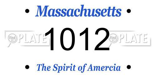 1012 Massachusetts License Plate
