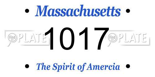 1017 Massachusetts License Plate