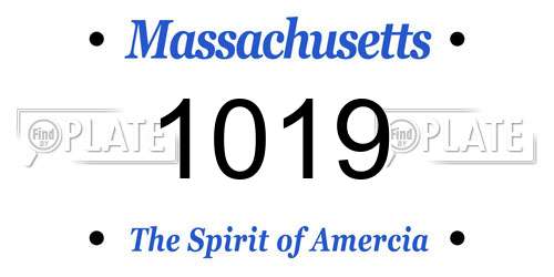 1019 Massachusetts License Plate