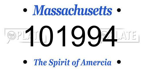 101994 Massachusetts License Plate
