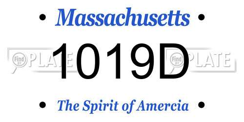 1019D Massachusetts License Plate