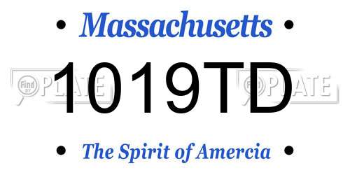 1019TD Massachusetts License Plate