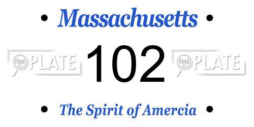 102 Massachusetts License Plate