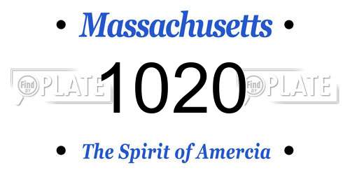 1020 Massachusetts License Plate