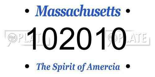 102010 Massachusetts License Plate