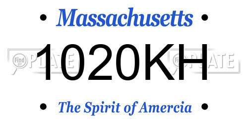 1020KH Massachusetts License Plate