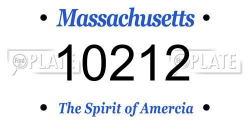 10212 Massachusetts License Plate