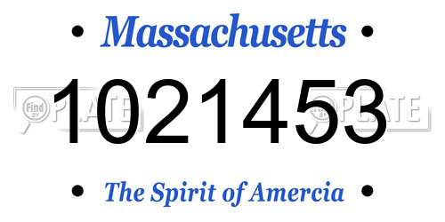 1021453 Massachusetts License Plate