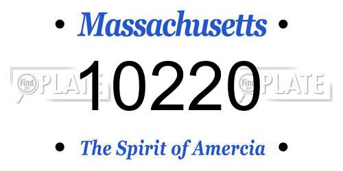 10220 Massachusetts License Plate