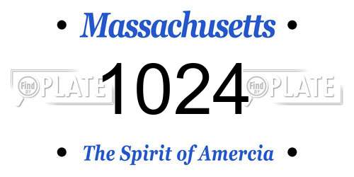 1024 Massachusetts License Plate
