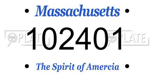 102401 Massachusetts License Plate