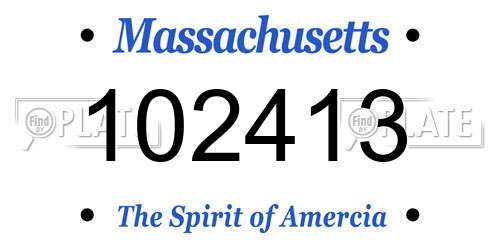 102413 Massachusetts License Plate