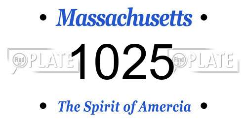 1025 Massachusetts License Plate