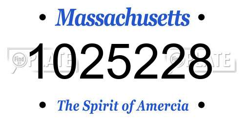 1025228 Massachusetts License Plate