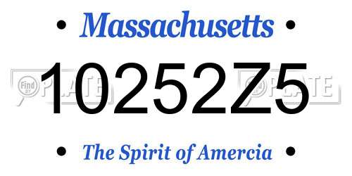 10252Z5 Massachusetts License Plate