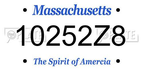 10252Z8 Massachusetts License Plate