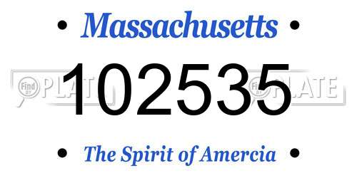 102535 Massachusetts License Plate