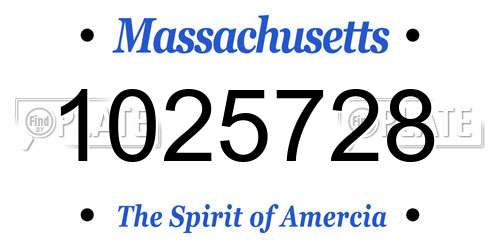 1025728 Massachusetts License Plate