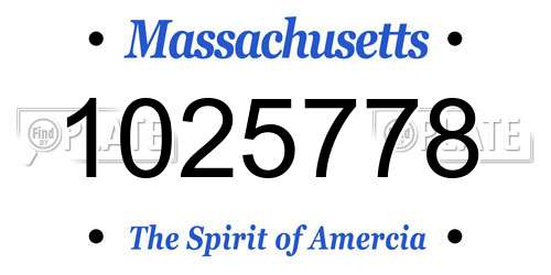 1025778 Massachusetts License Plate