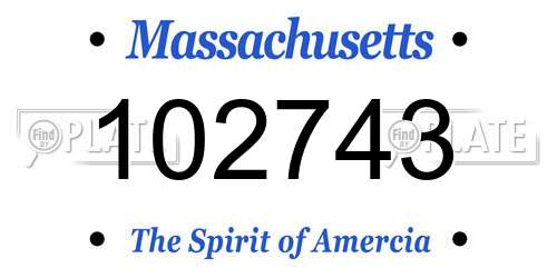 102743 Massachusetts License Plate