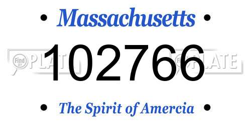 102766 Massachusetts License Plate