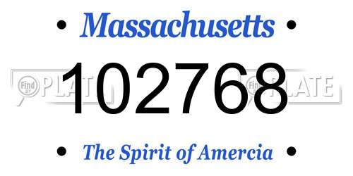 102768 Massachusetts License Plate