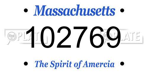 102769 Massachusetts License Plate