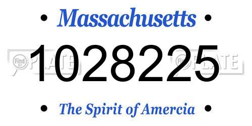 1028225 Massachusetts License Plate