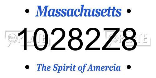 10282Z8 Massachusetts License Plate