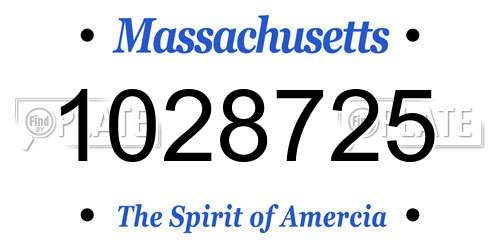 1028725 Massachusetts License Plate