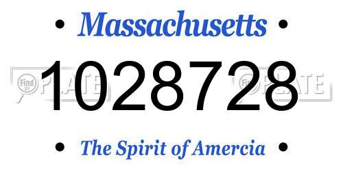 1028728 Massachusetts License Plate