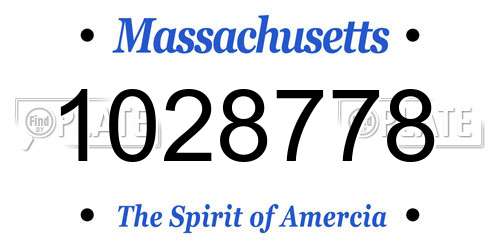 1028778 Massachusetts License Plate