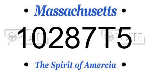 10287T5 Massachusetts License Plate
