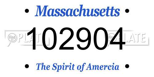 102904 Massachusetts License Plate