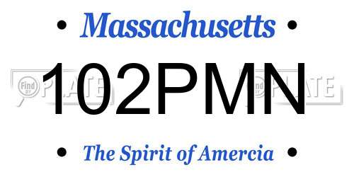 102PMN Massachusetts License Plate