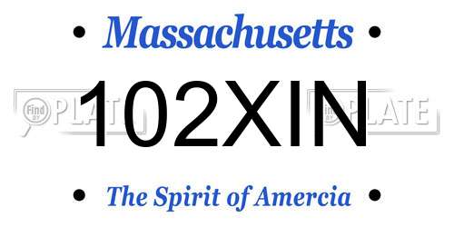 102XIN Massachusetts License Plate